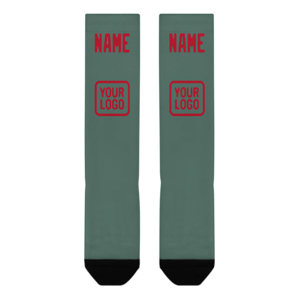 Chaussettes hautes personnalisées bleues, vertes et rouges