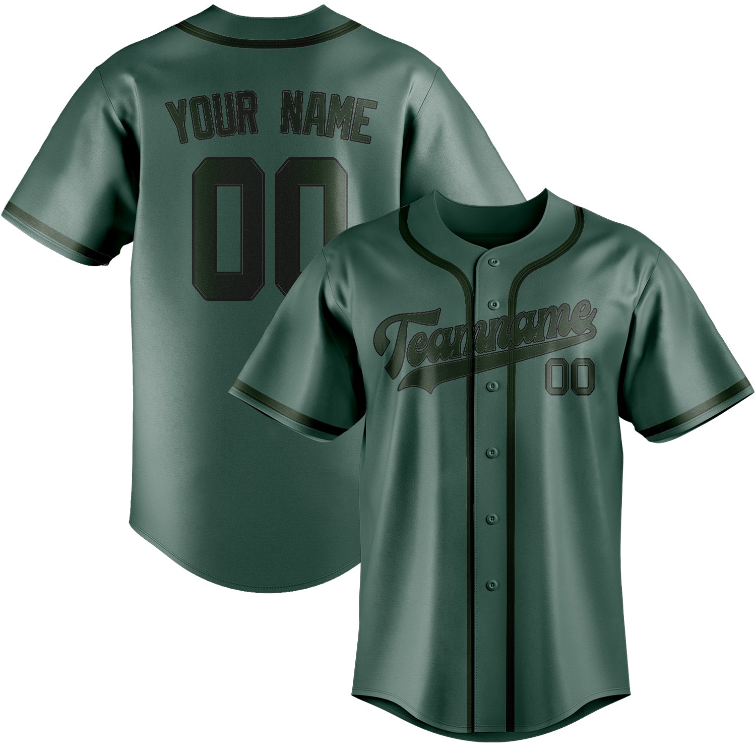 Maillot de baseball personnalisé bleu-vert vert foncé