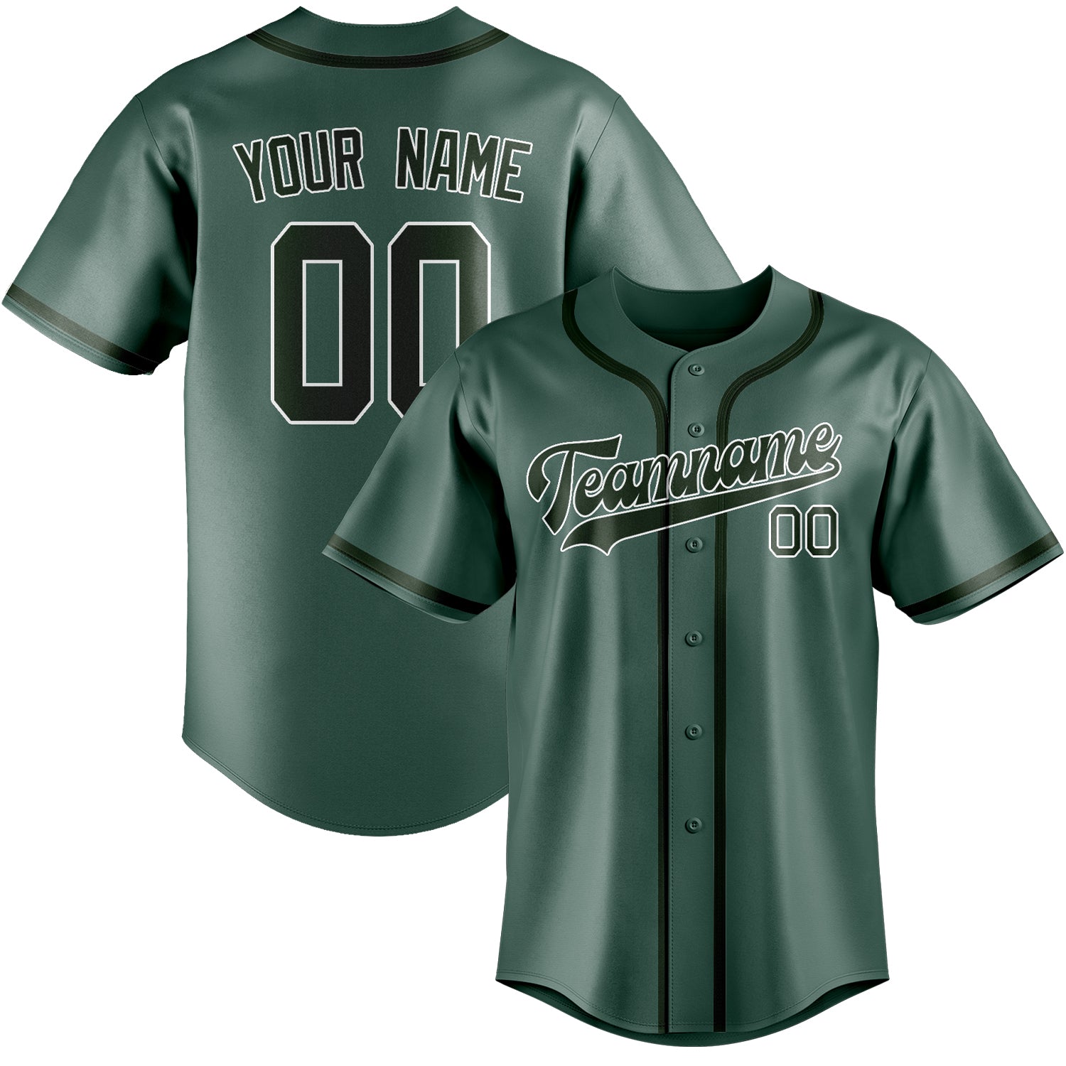 Maillot de baseball personnalisé bleu-vert vert foncé