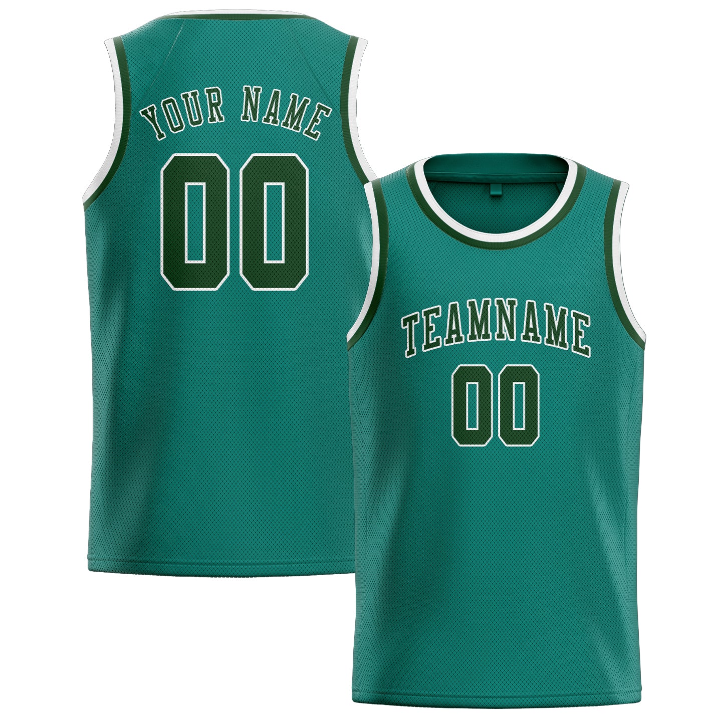 Maillot de basketball personnalisé bleu-vert/vert foncé