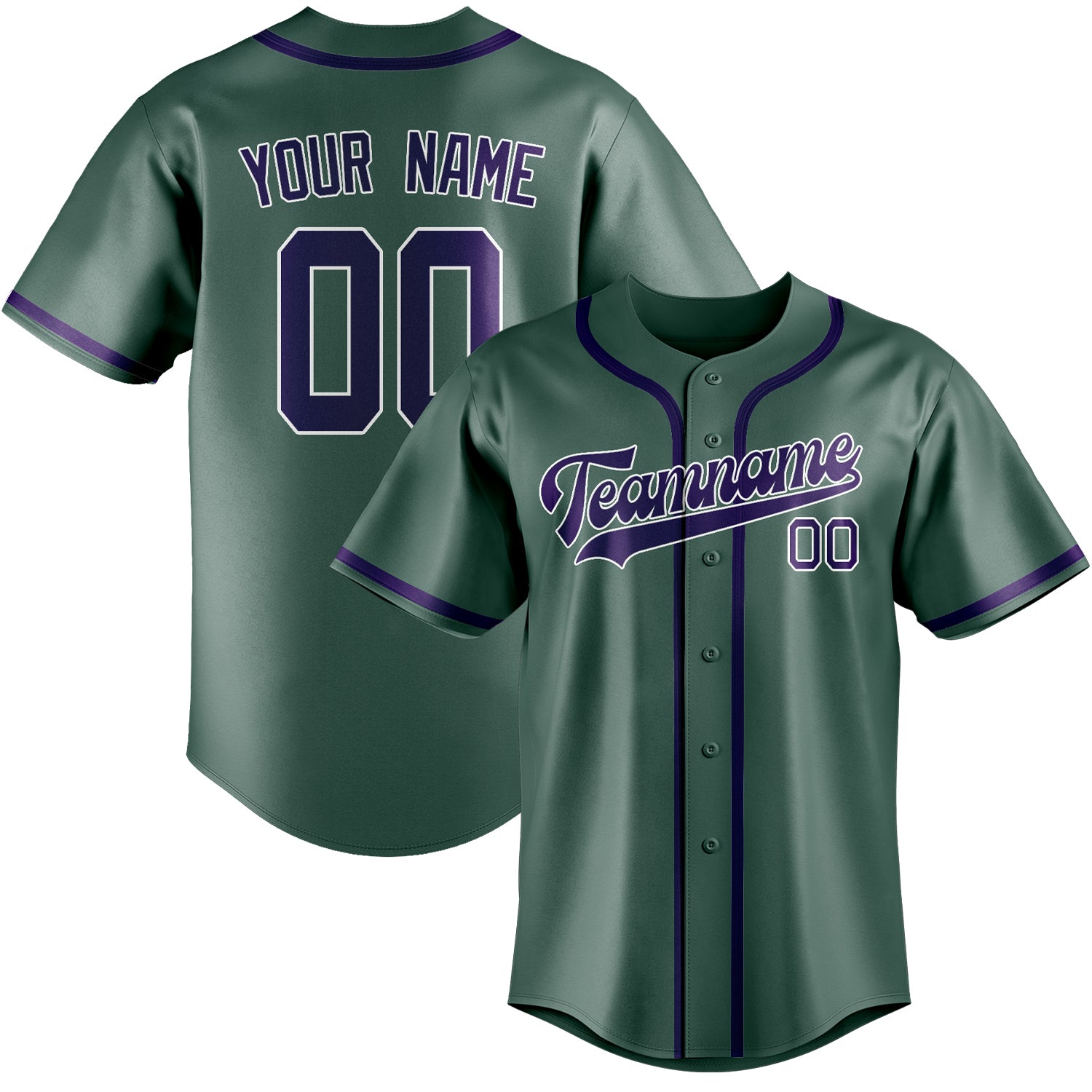 Maillot de baseball personnalisé bleu, vert et violet