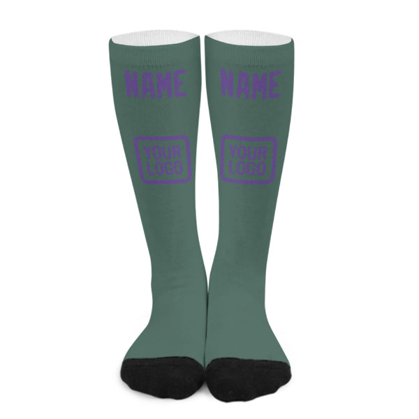 Chaussettes hautes personnalisées bleu-vert-violet clair