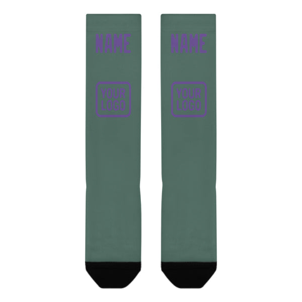 Chaussettes hautes personnalisées bleu-vert-violet clair
