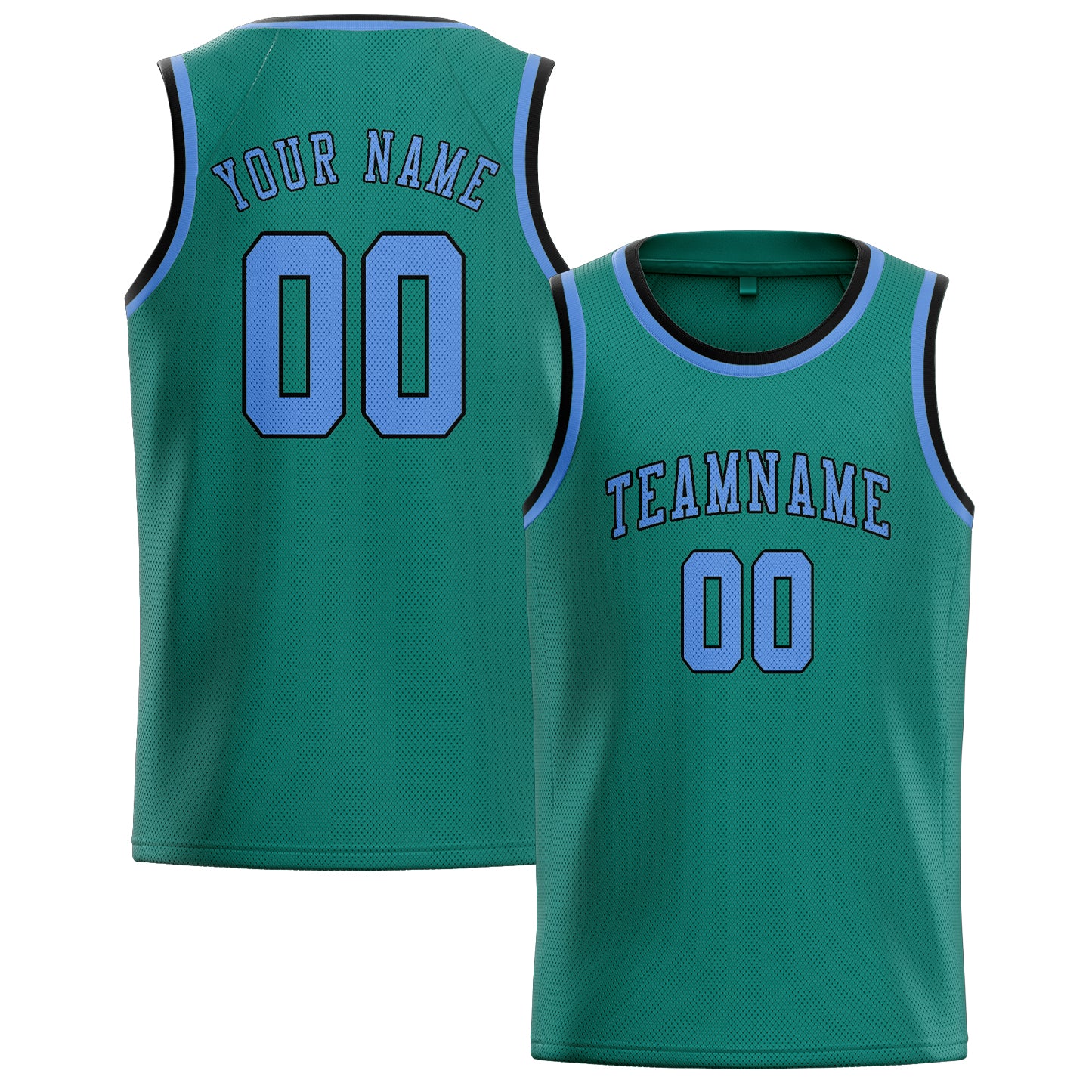 Maillot de basketball personnalisé bleu-vert/bleu clair