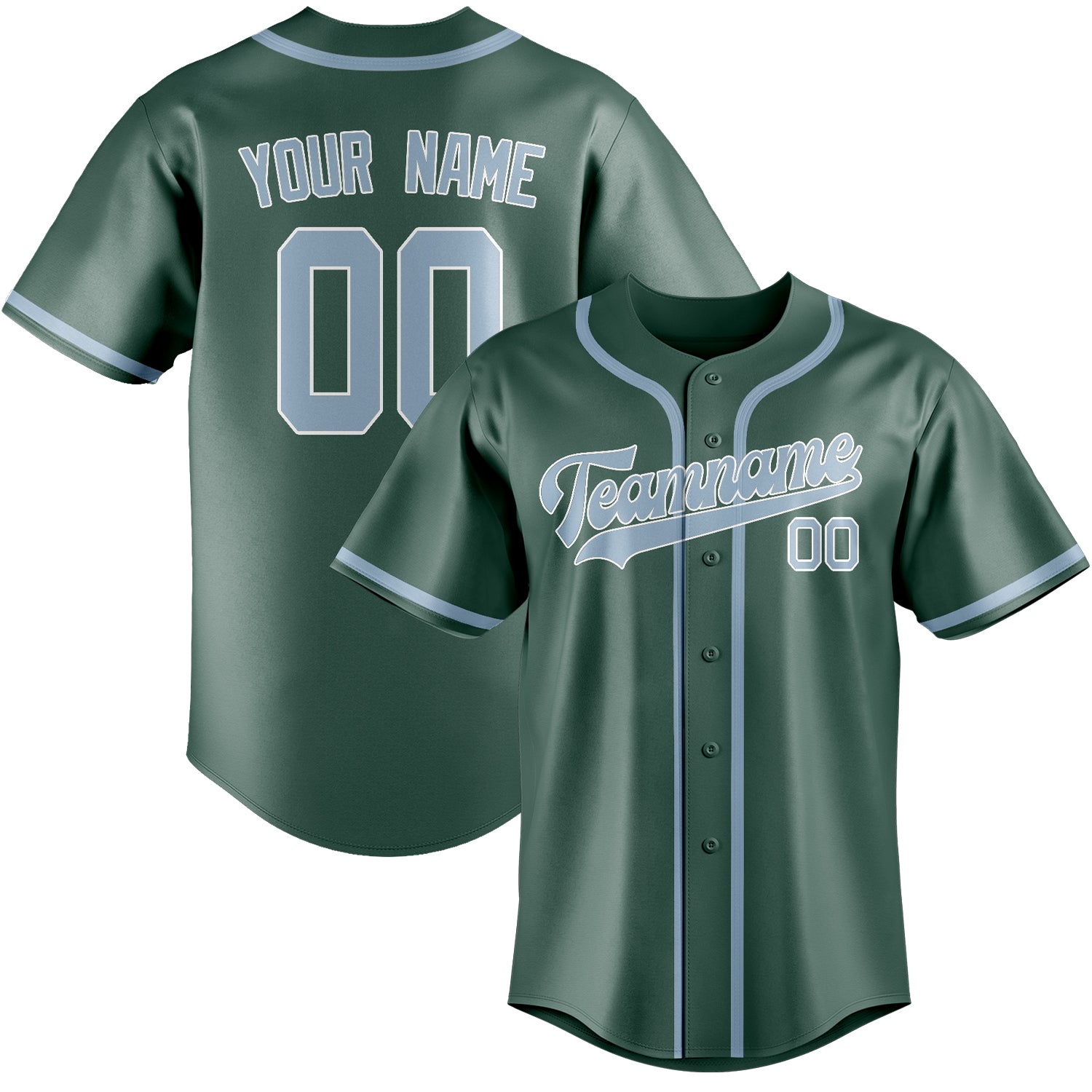 Maillot de baseball personnalisé bleu-vert bleu clair
