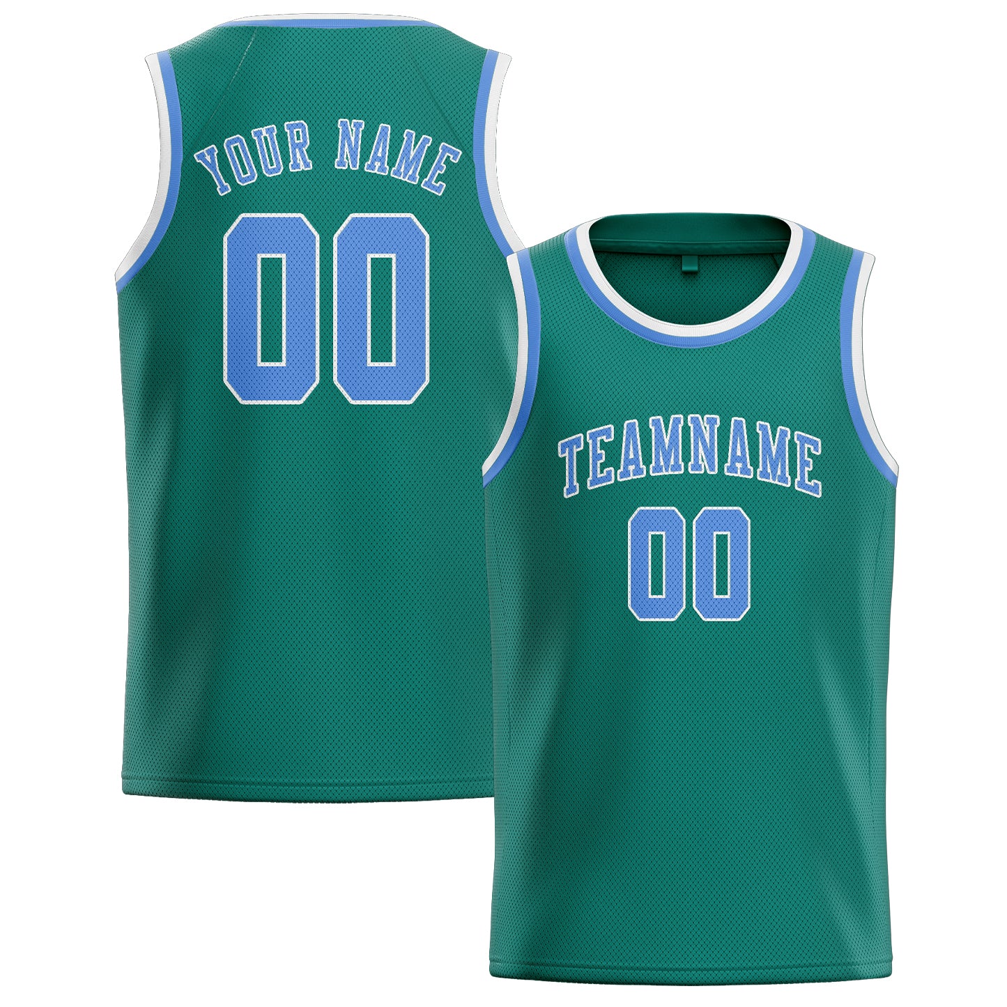Maillot de basketball personnalisé bleu-vert/bleu clair
