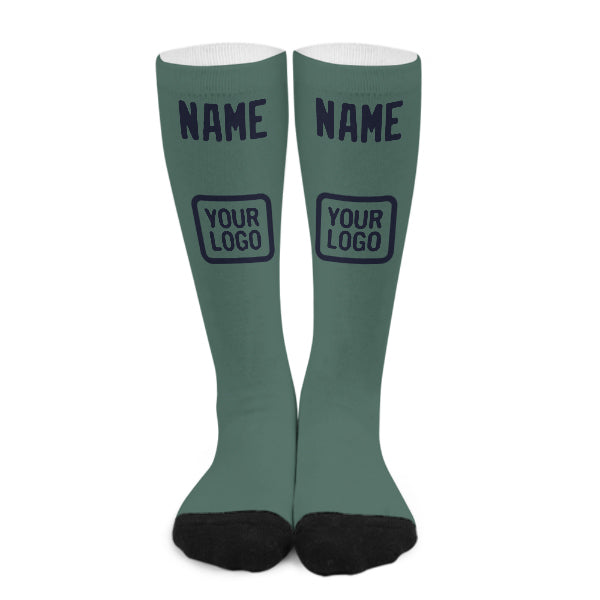 Chaussettes hautes personnalisées bleu-vert marine