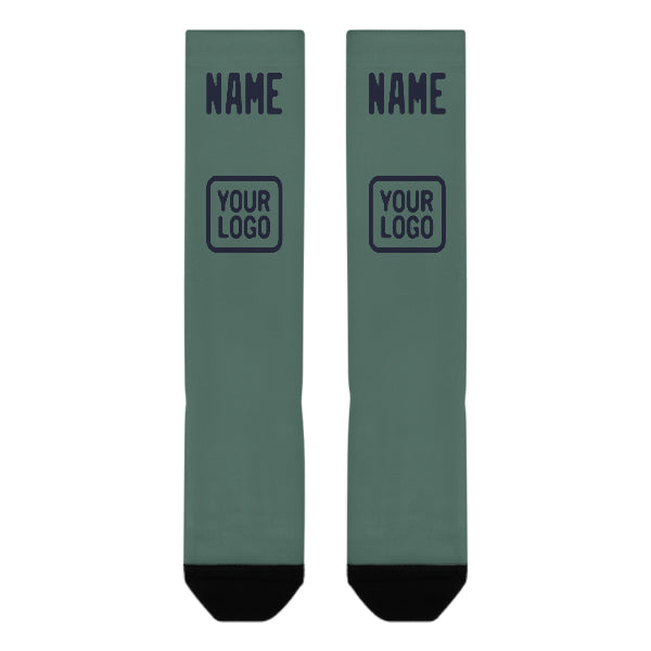 Chaussettes hautes personnalisées bleu-vert marine