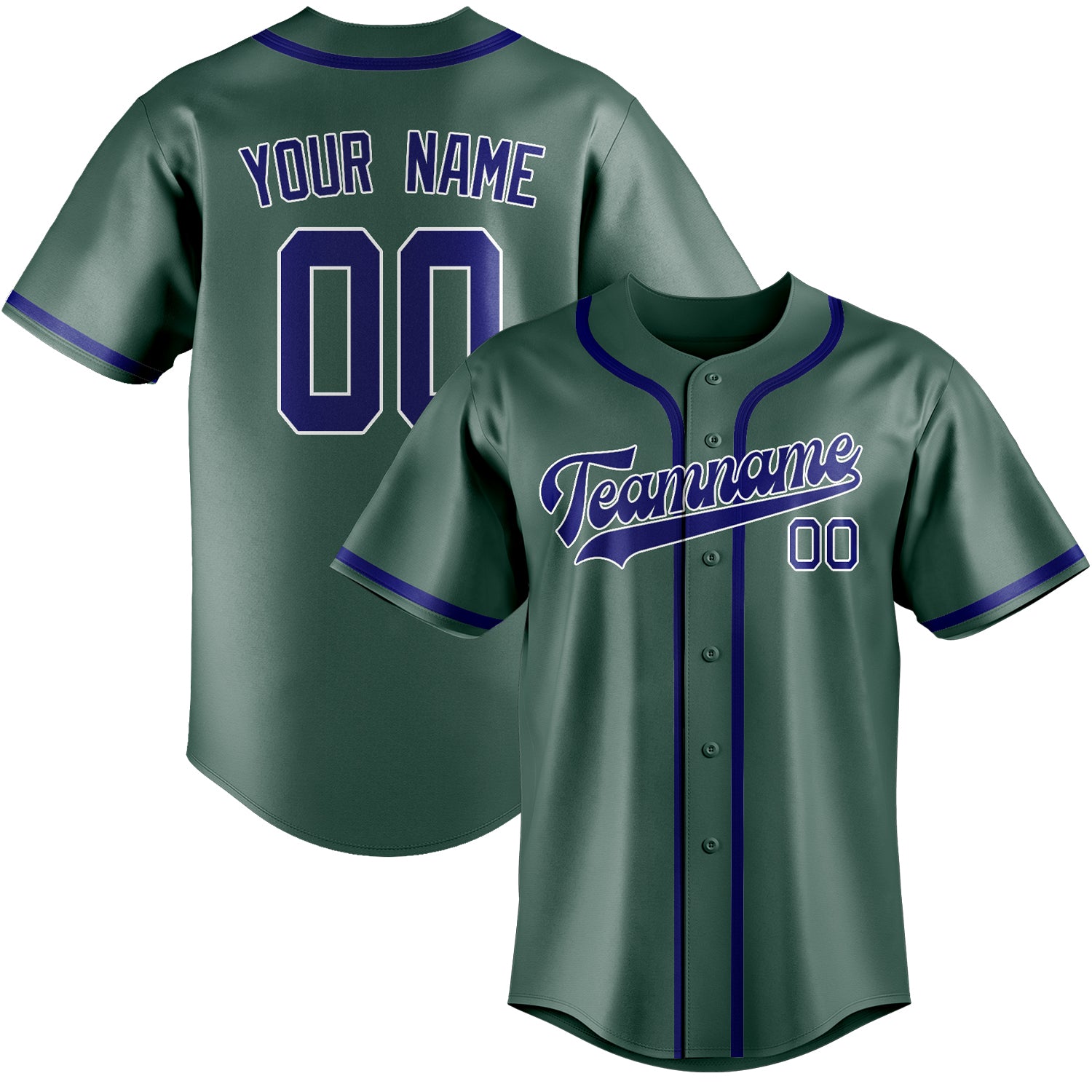 Maillot de baseball personnalisé bleu ciel vert vert