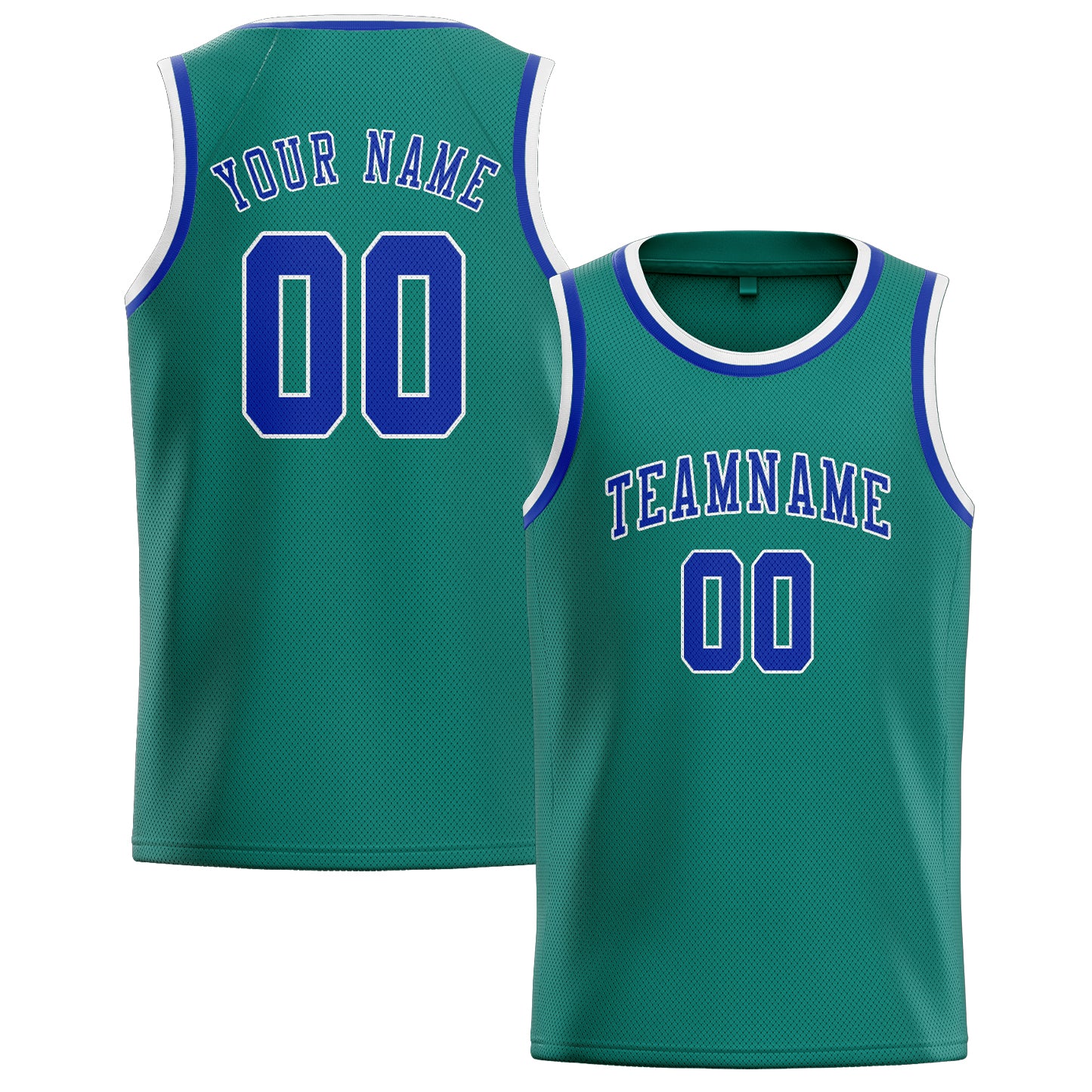 Maillot de basketball personnalisé bleu ciel et vert
