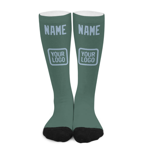 Chaussettes hautes personnalisées bleu-vert-bleu clair