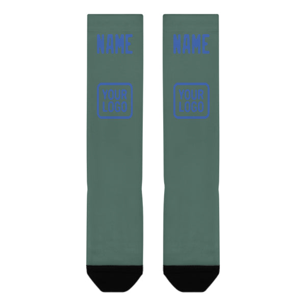 Chaussettes hautes personnalisées bleu-vert-bleu ciel