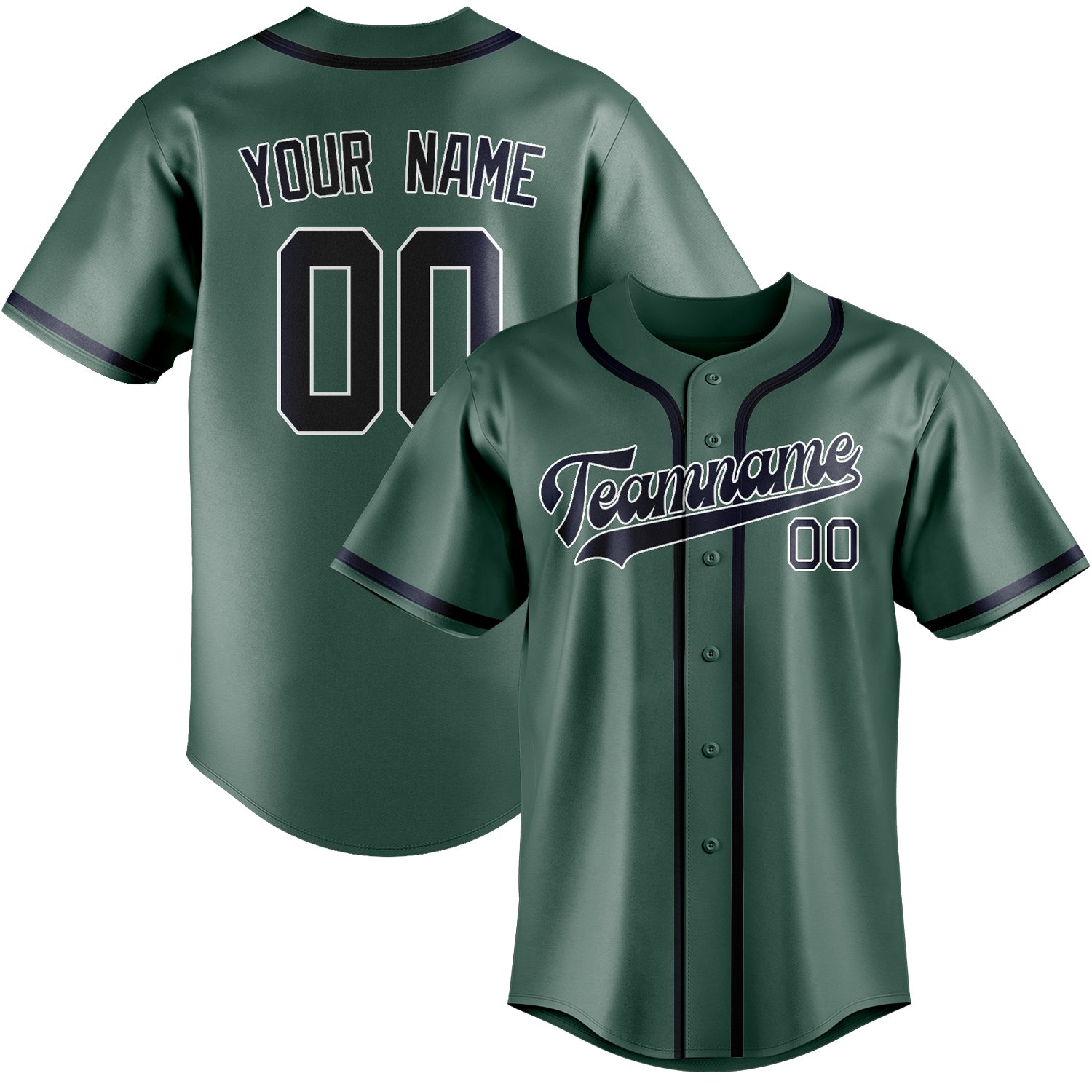 Maillot de baseball personnalisé bleu, vert et marine
