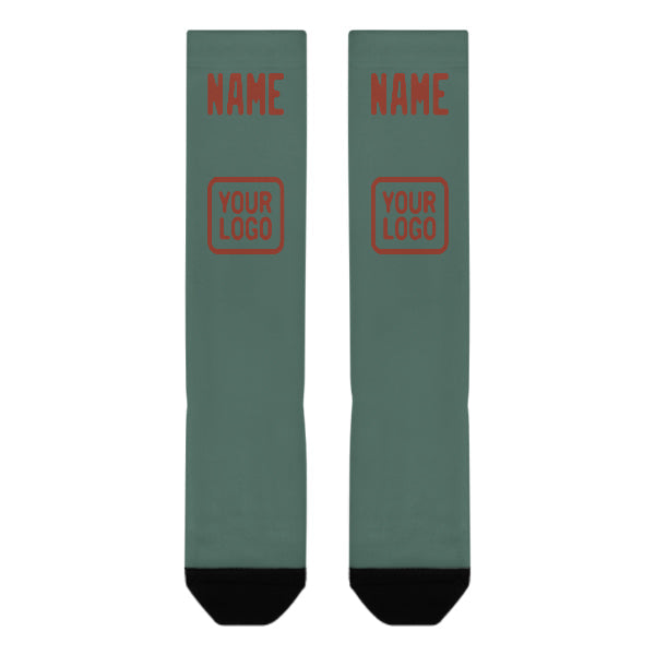 Chaussettes hautes personnalisées bleu vert corail rouge