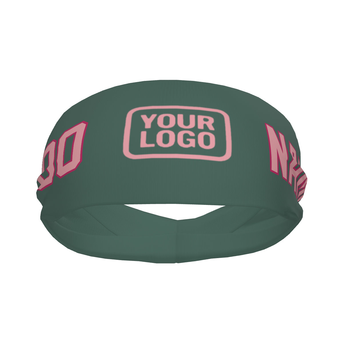 Bandeau de sport personnalisé bleu, vert et rose clair