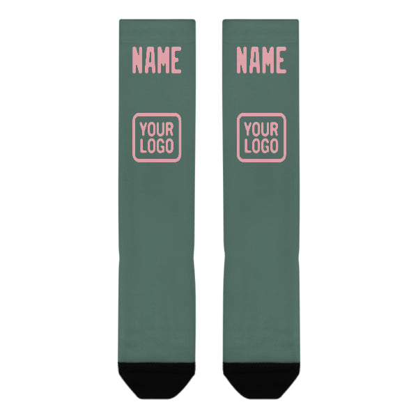 Chaussettes hautes personnalisées bleu, vert et rose clair