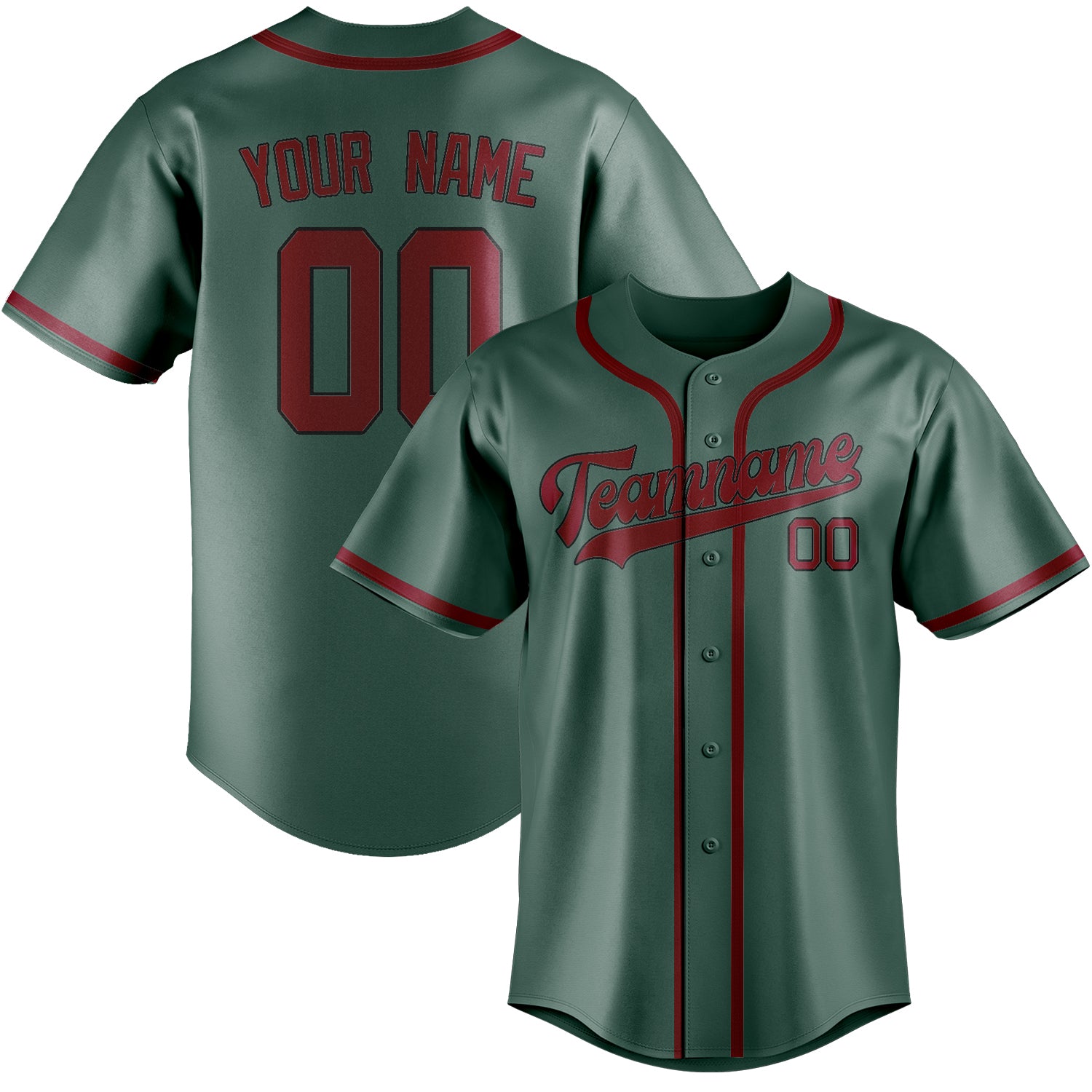 Maillot de baseball personnalisé bleu vert cramoisi rouge