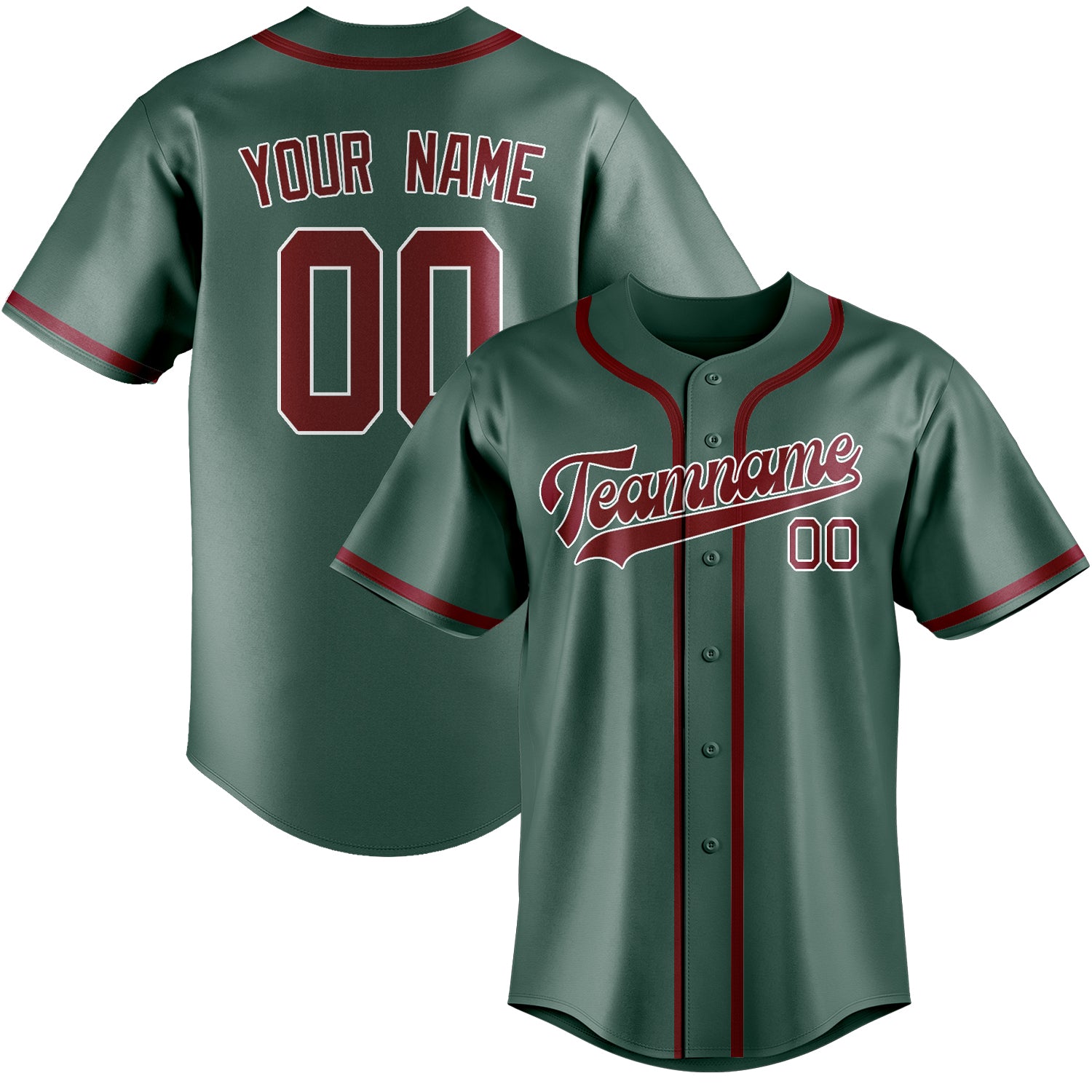 Maillot de baseball personnalisé bleu vert cramoisi rouge