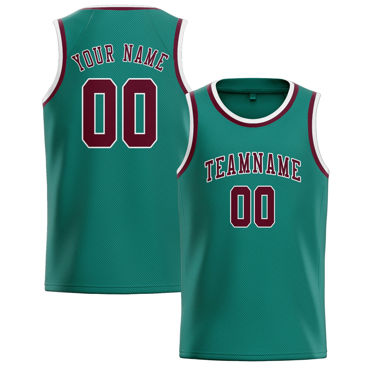 Maillot de basketball personnalisé bleu, vert, cramoisi et rouge