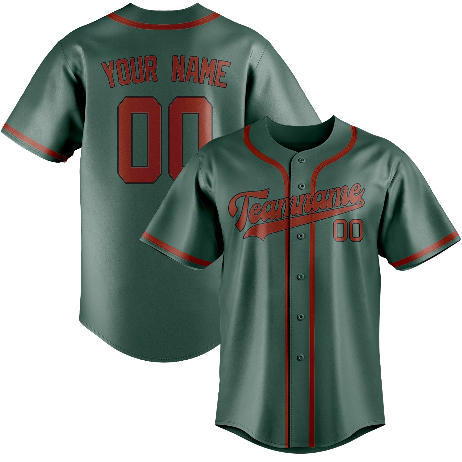Maillot de baseball personnalisé bleu, vert et rouge corail