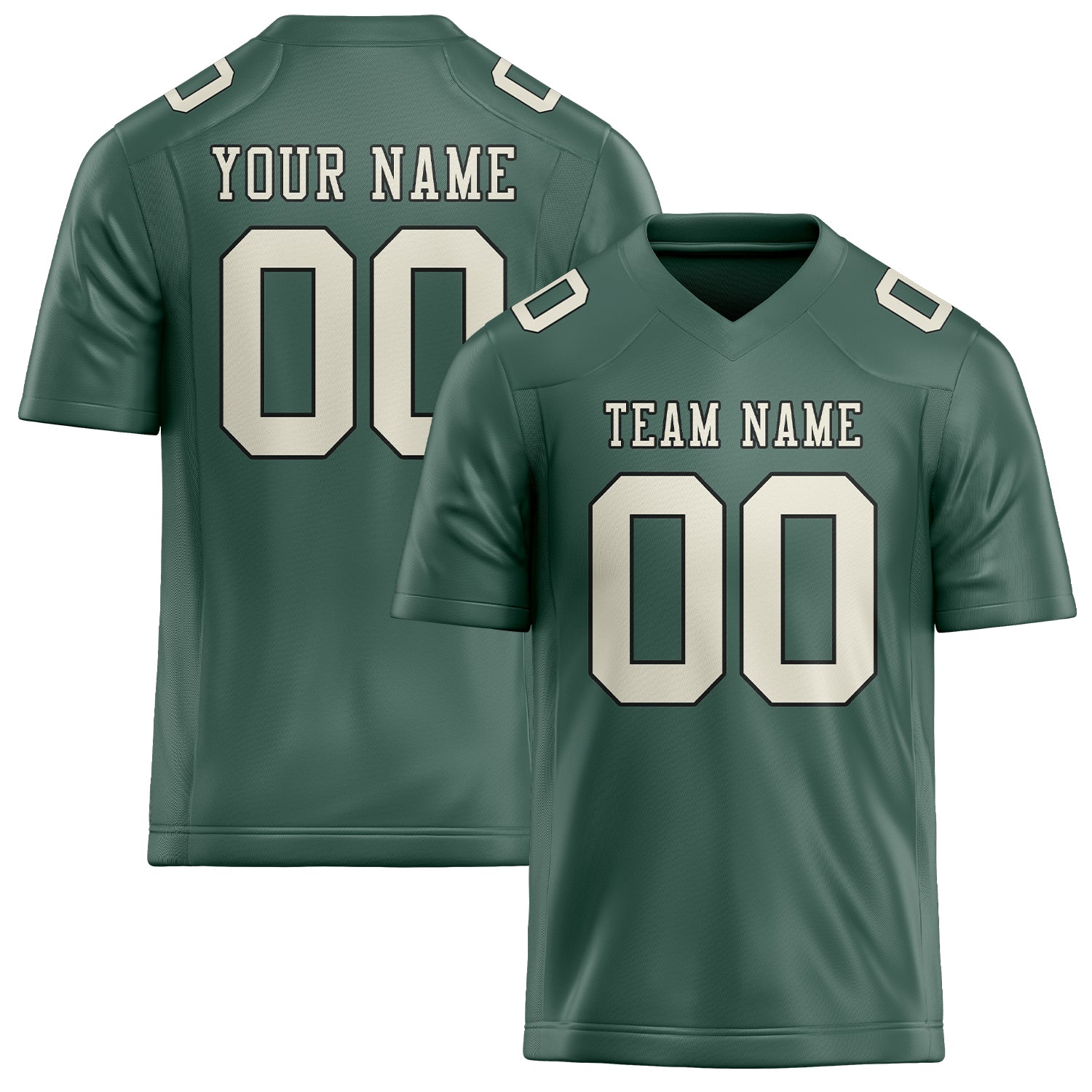 Custom Blue Green Cream Football Jersey
