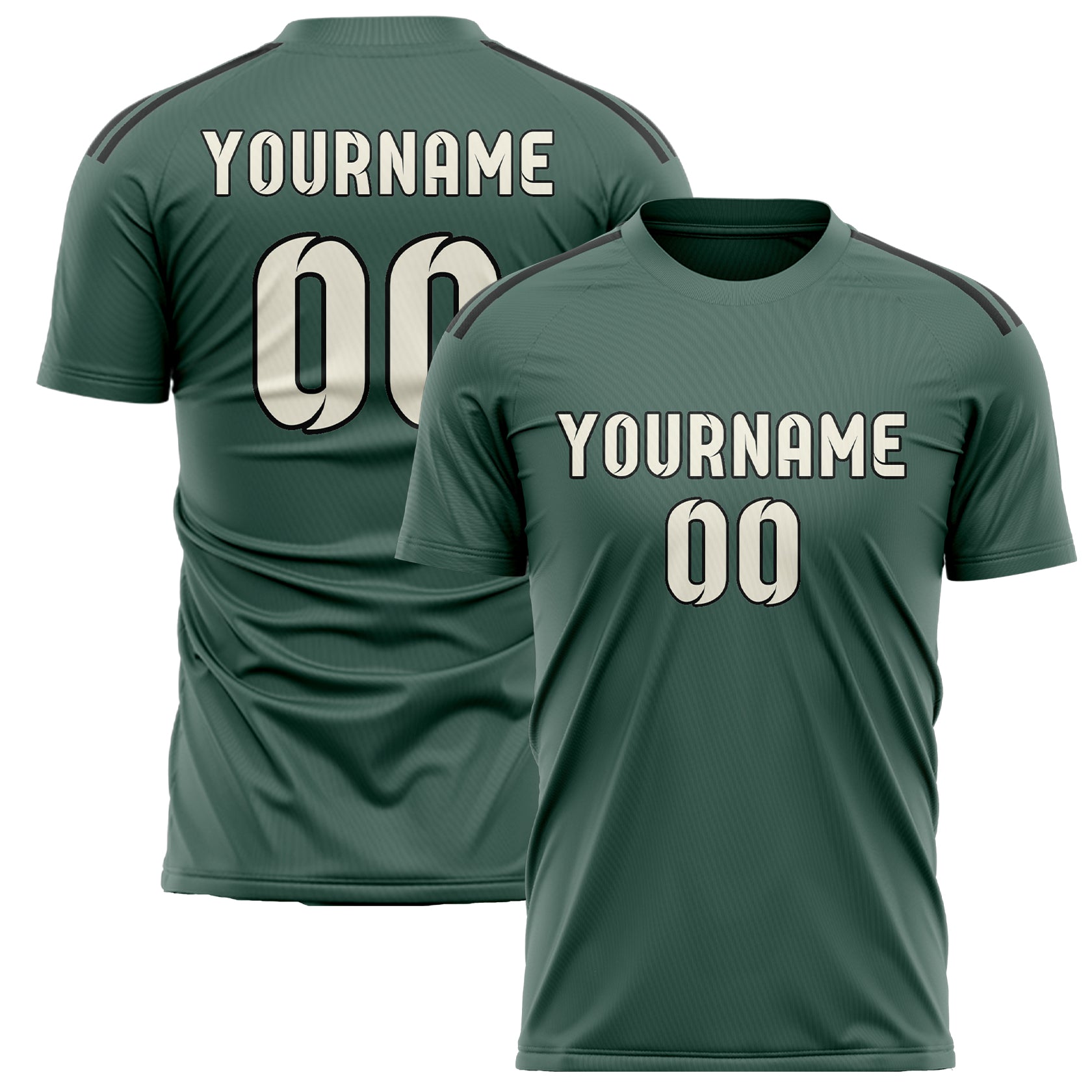 Maillot de football personnalisé bleu, vert et crème