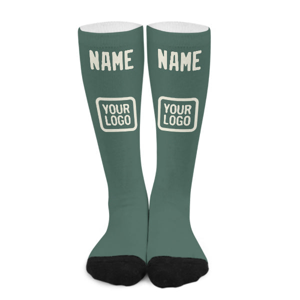 Chaussettes hautes personnalisées bleu-vert crème