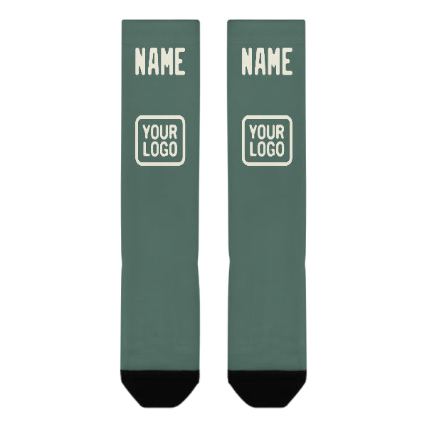 Chaussettes hautes personnalisées bleu-vert crème