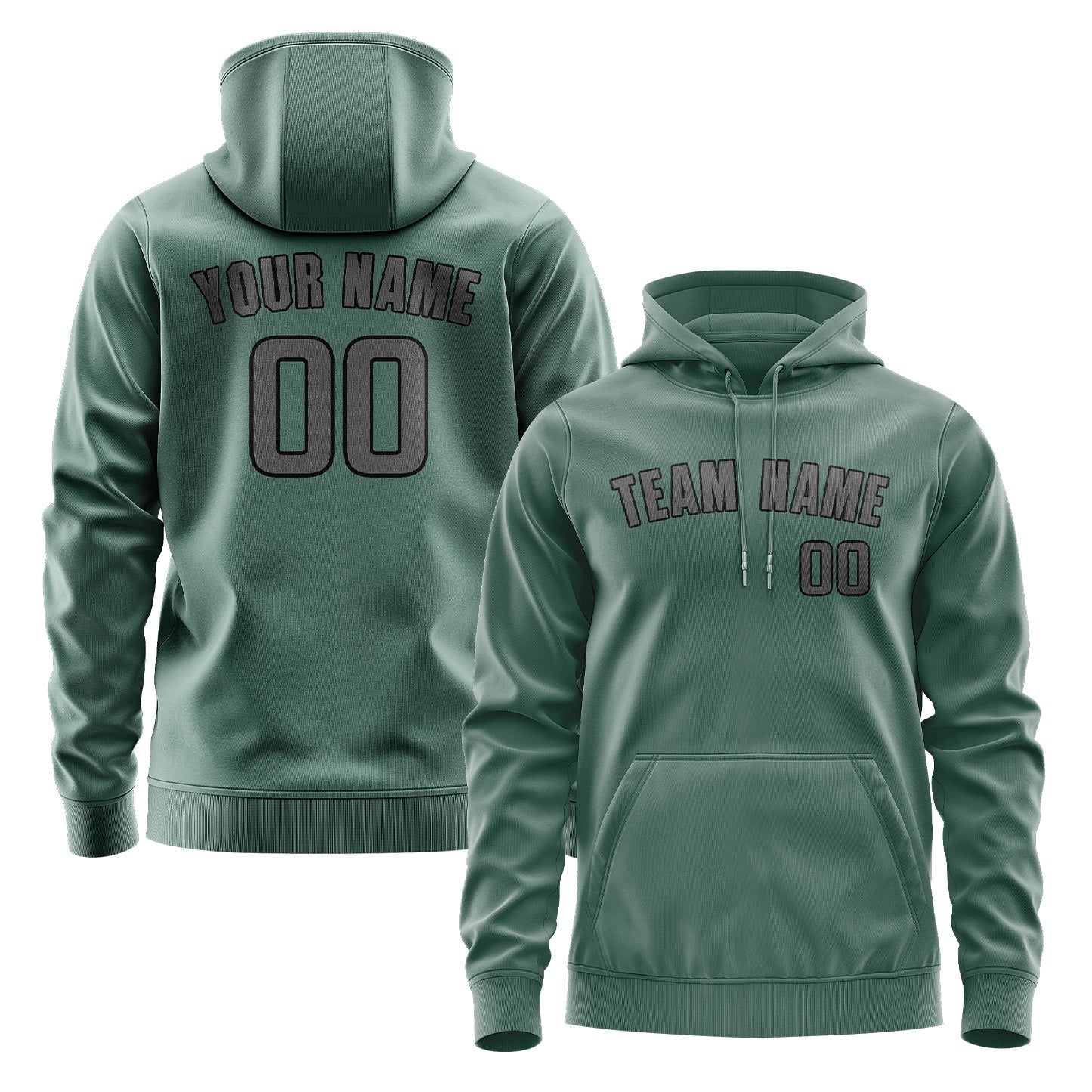 Sweat à capuche personnalisé bleu, vert et gris foncé 