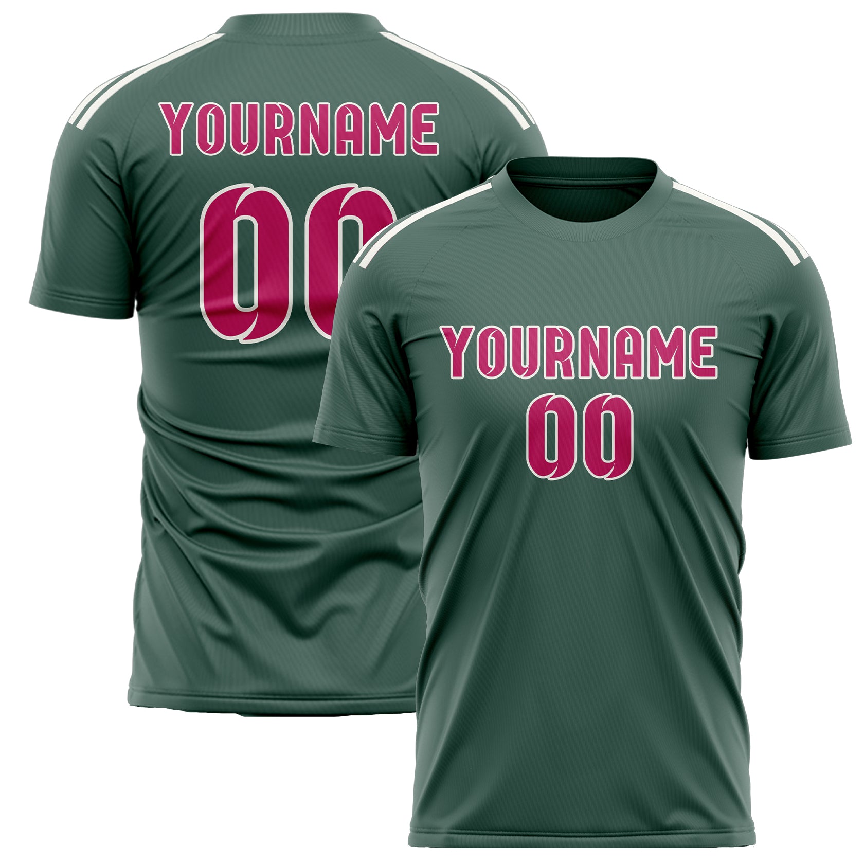 Maillot de football personnalisé bleu vert rose