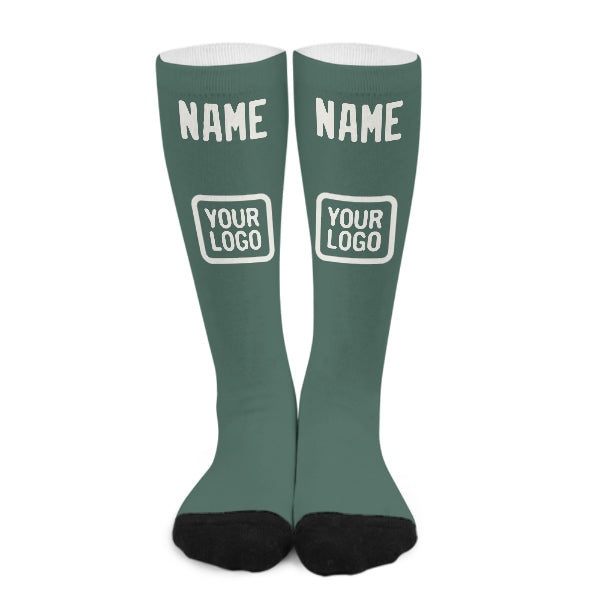 Chaussettes hautes personnalisées bleues, vertes et blanches