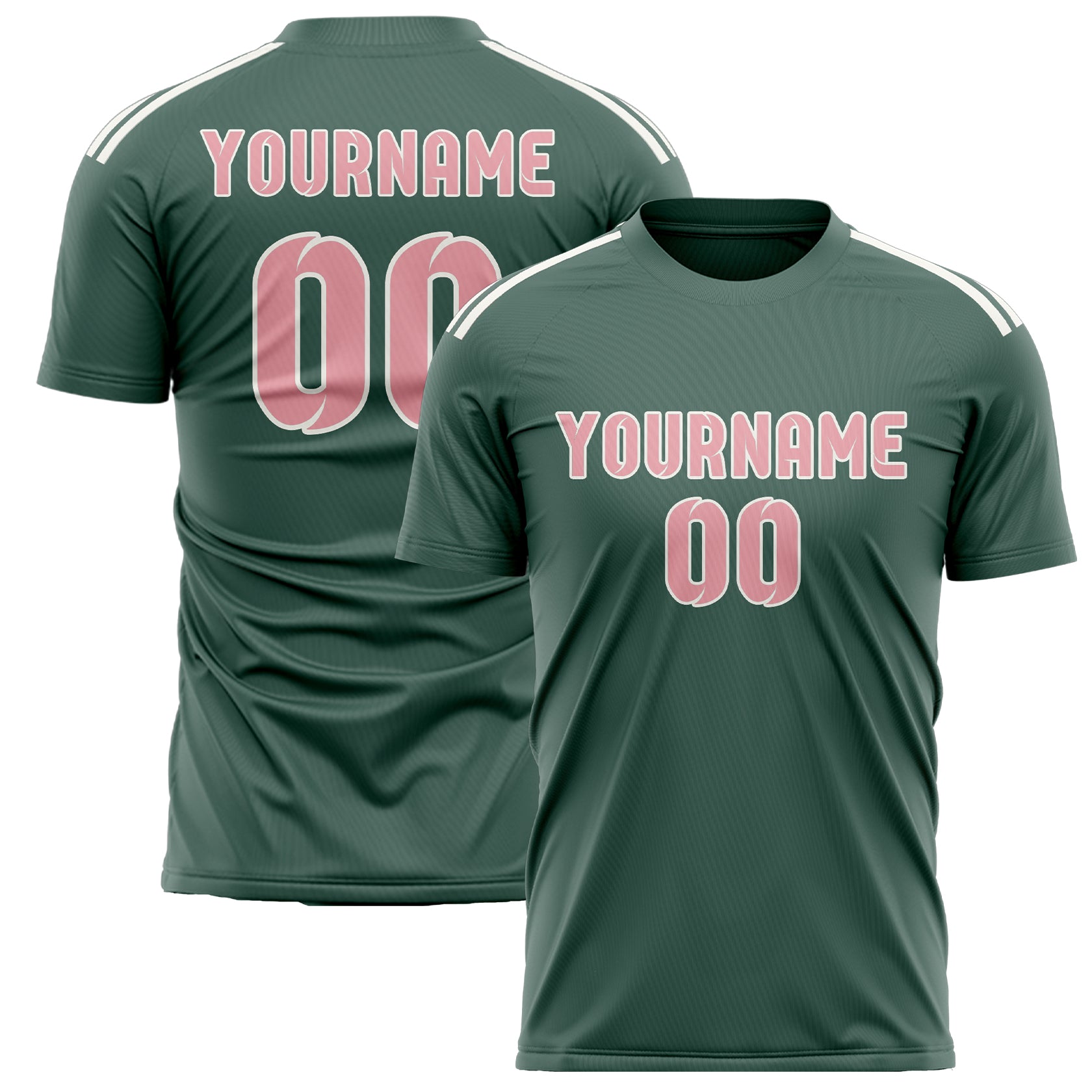 Maillot de football personnalisé bleu, vert et rose clair