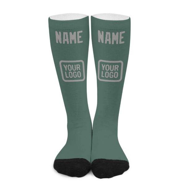 Chaussettes hautes personnalisées bleues, vertes et grises