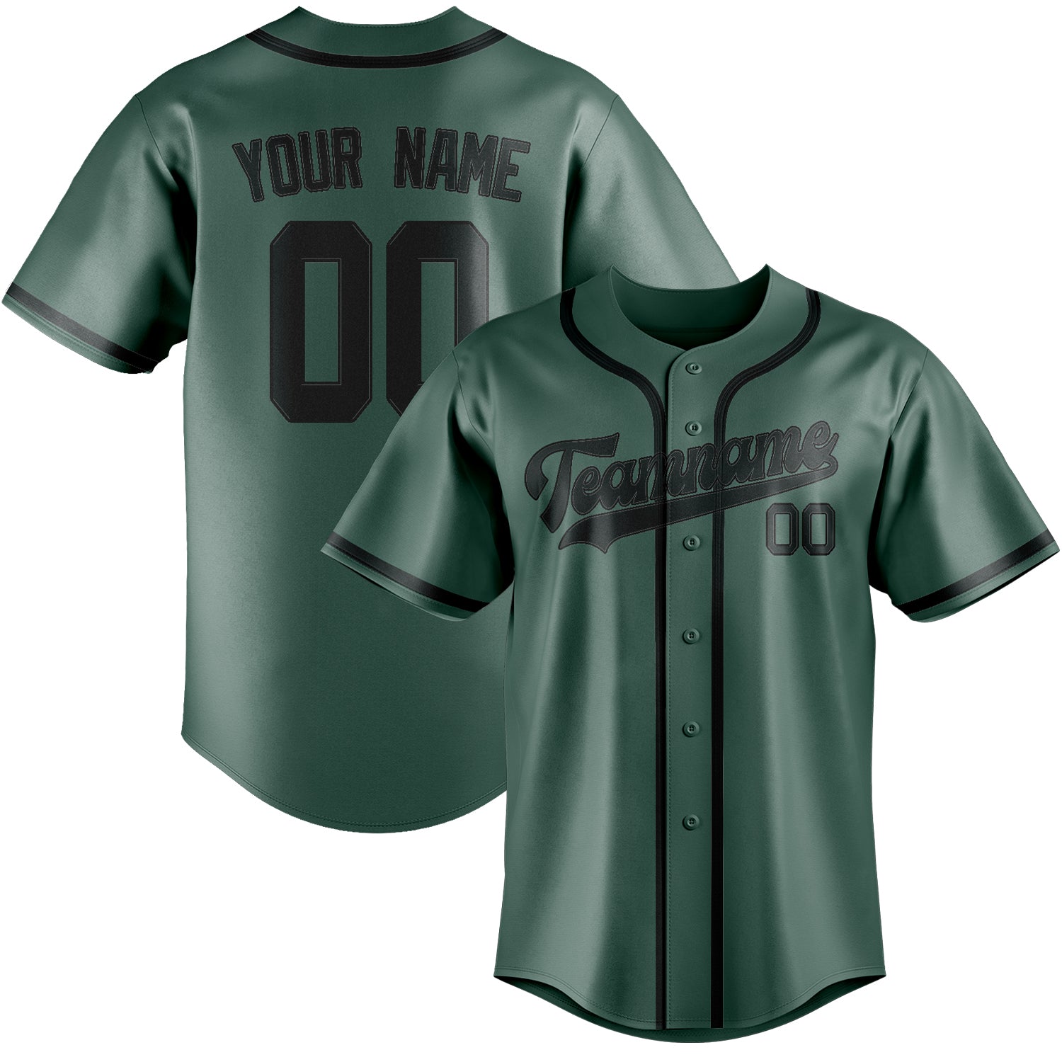 Maillot de baseball personnalisé bleu, vert et gris foncé