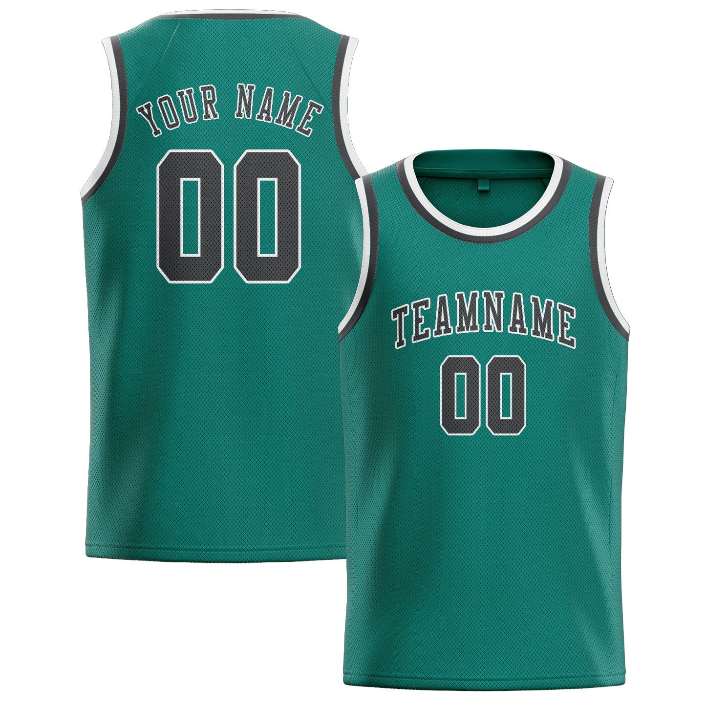Maillot de basketball personnalisé bleu, vert et gris foncé