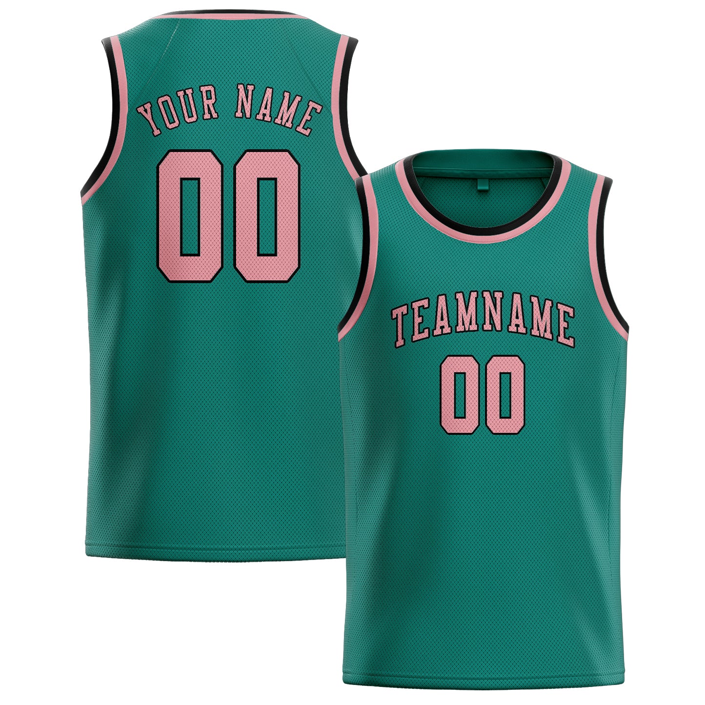 Maillot de basketball personnalisé bleu, vert et rose clair