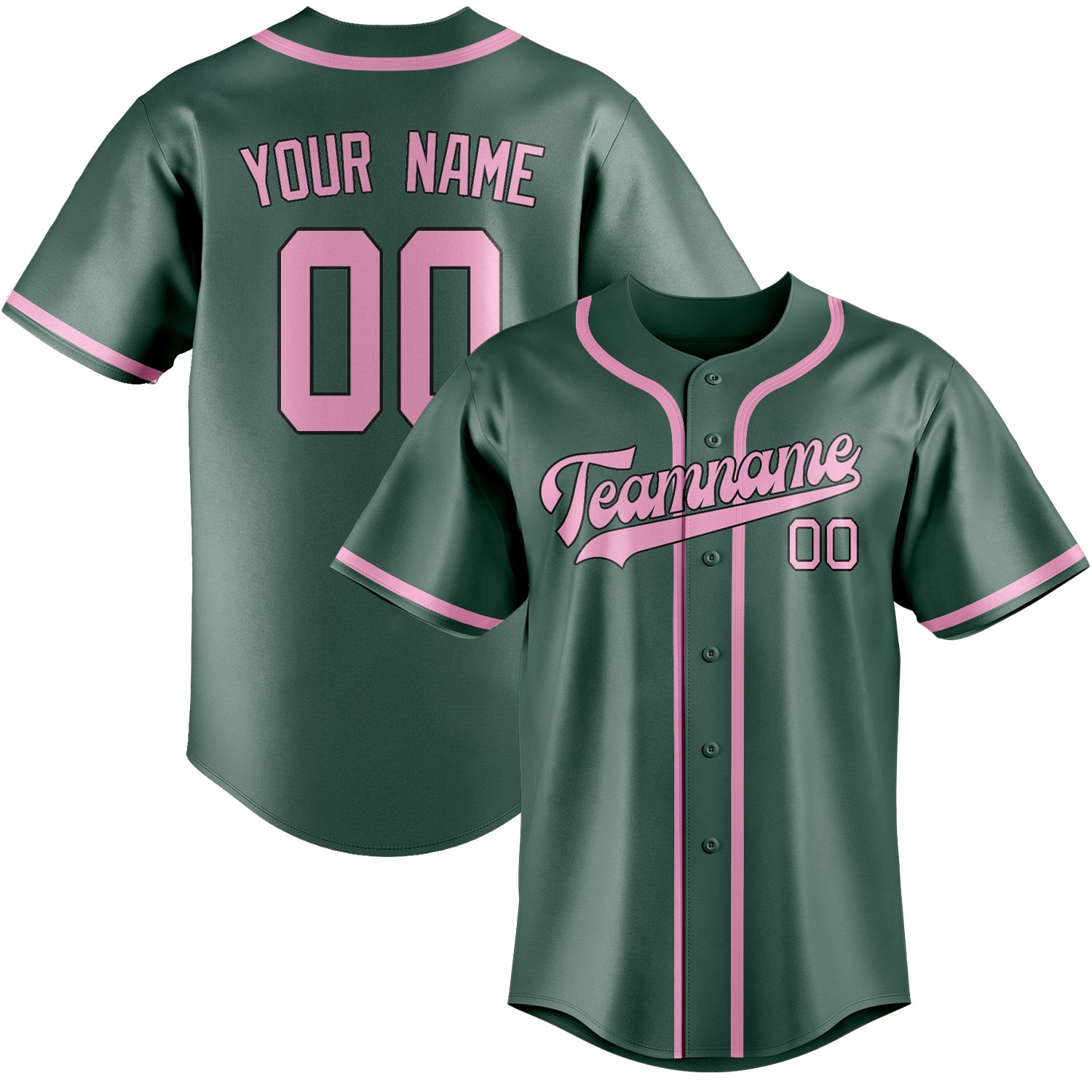 Maillot de baseball personnalisé bleu, vert et rose clair