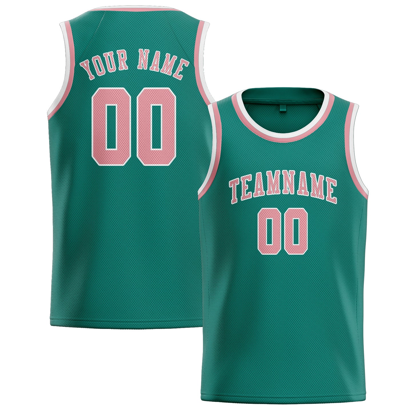 Maillot de basketball personnalisé bleu, vert et rose clair