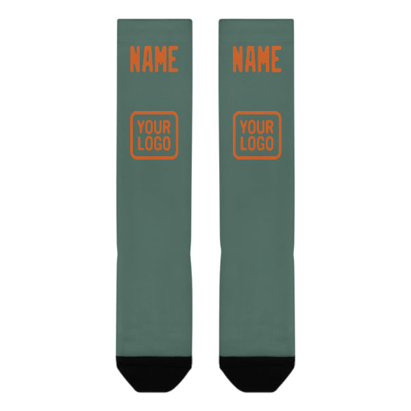 Chaussettes hautes personnalisées bleues, vertes et oranges