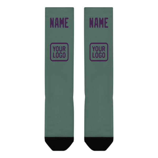Chaussettes hautes personnalisées bleues, vertes et violettes