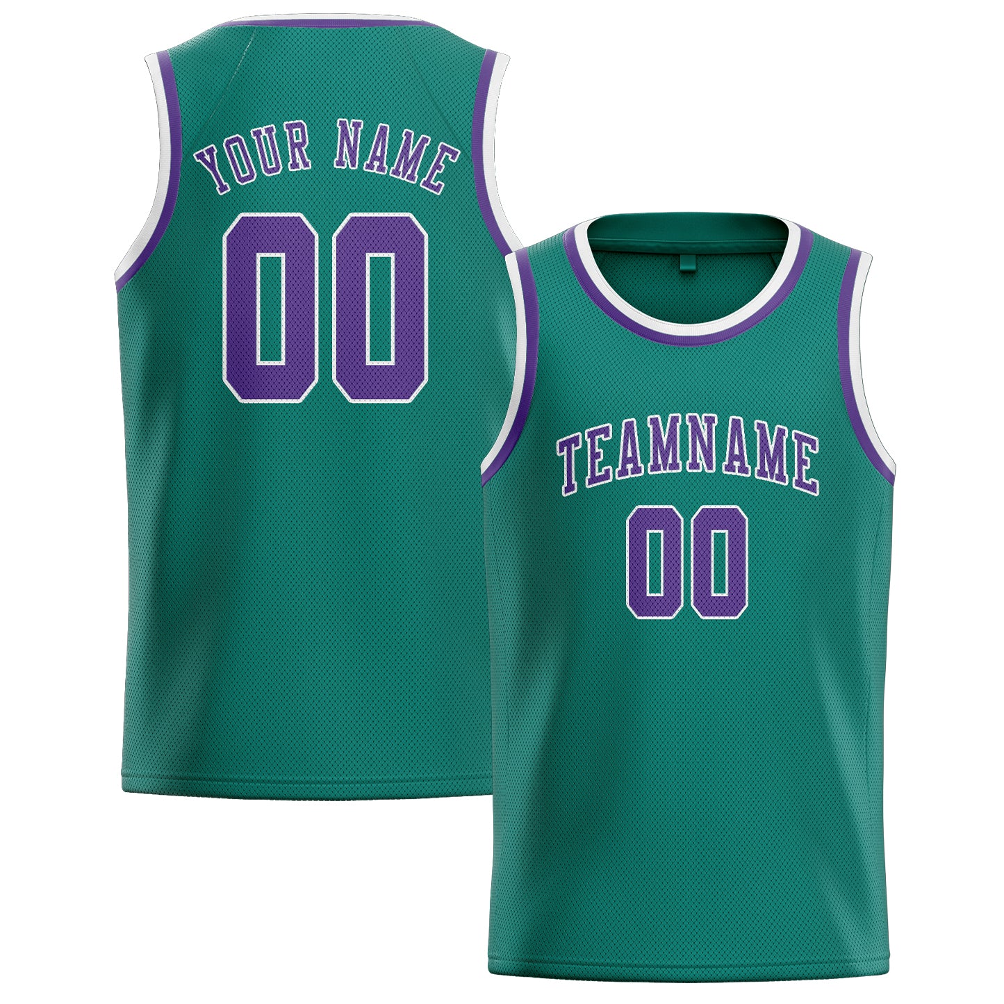 Maillot de basketball personnalisé bleu, vert et violet clair