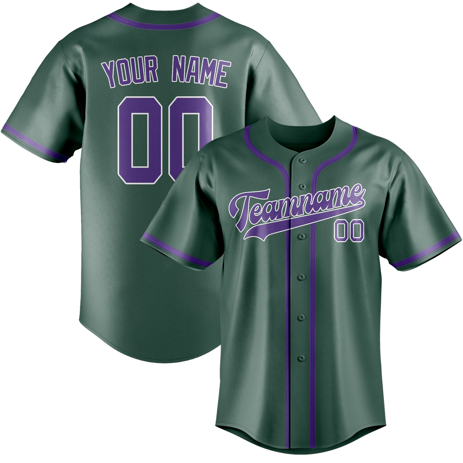 Maillot de baseball personnalisé bleu-vert lilas clair