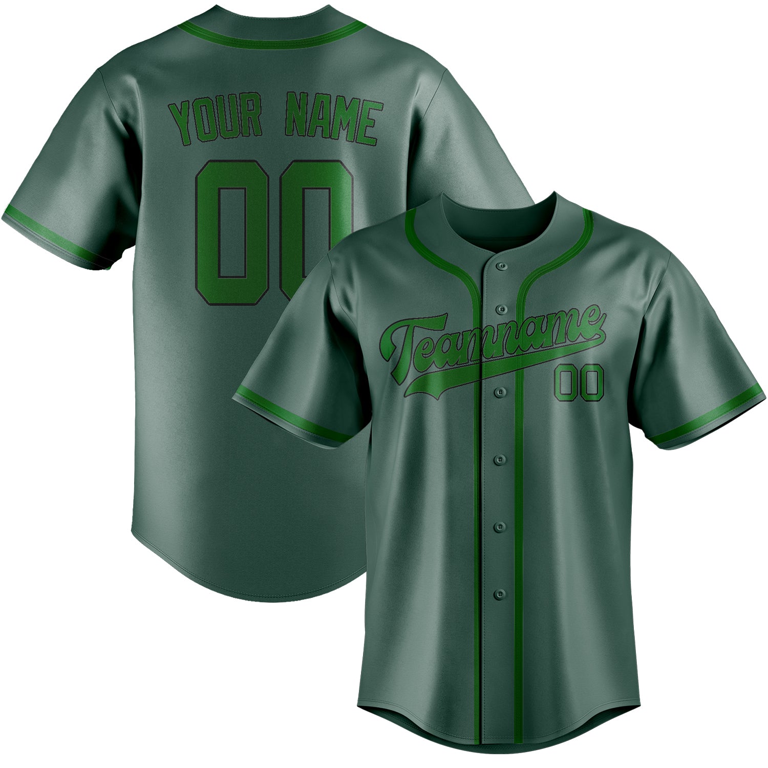 Maillot de baseball personnalisé bleu-vert émeraude