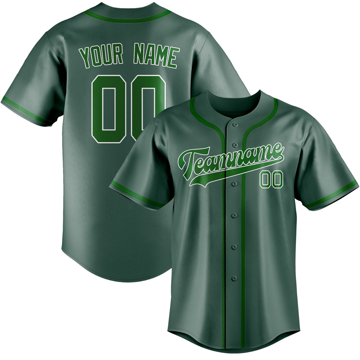 Maillot de baseball personnalisé bleu-vert émeraude