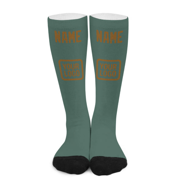Chaussettes hautes personnalisées bleu-vert kaki