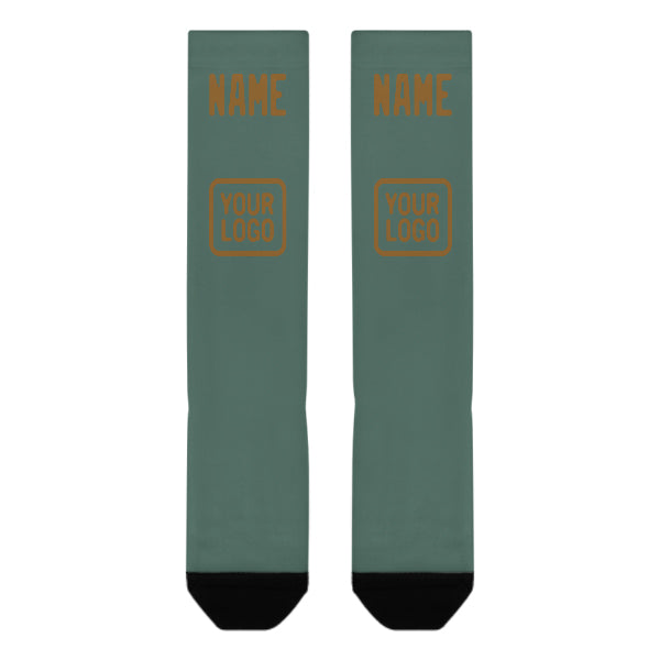 Chaussettes hautes personnalisées bleu-vert kaki