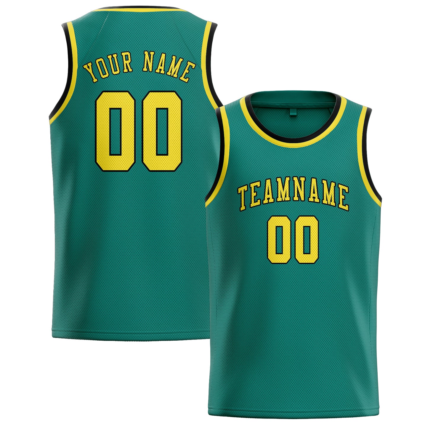 Maillot de basketball personnalisé bleu, vert et jaune clair