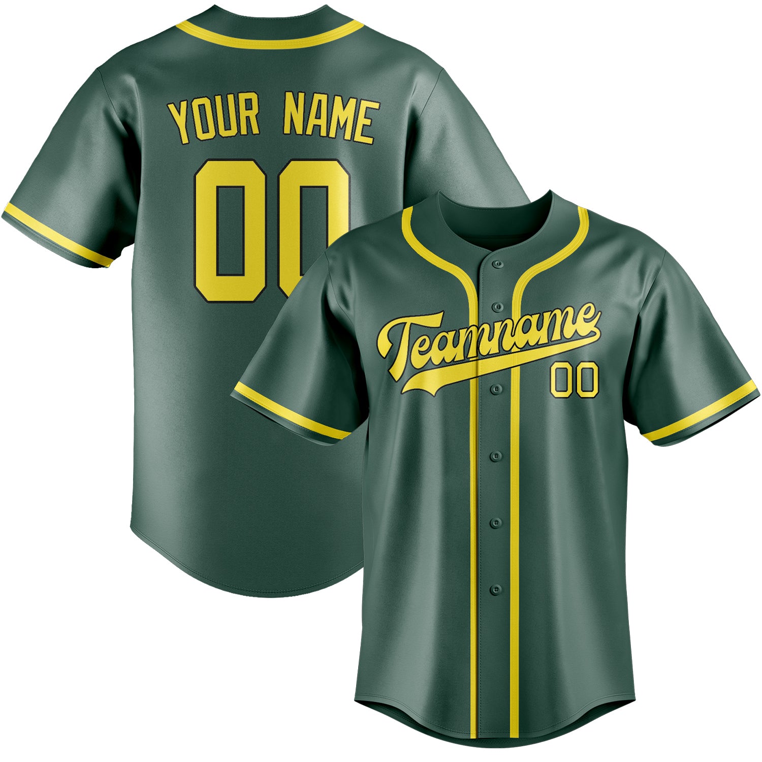 Maillot de baseball personnalisé bleu, vert et jaune clair