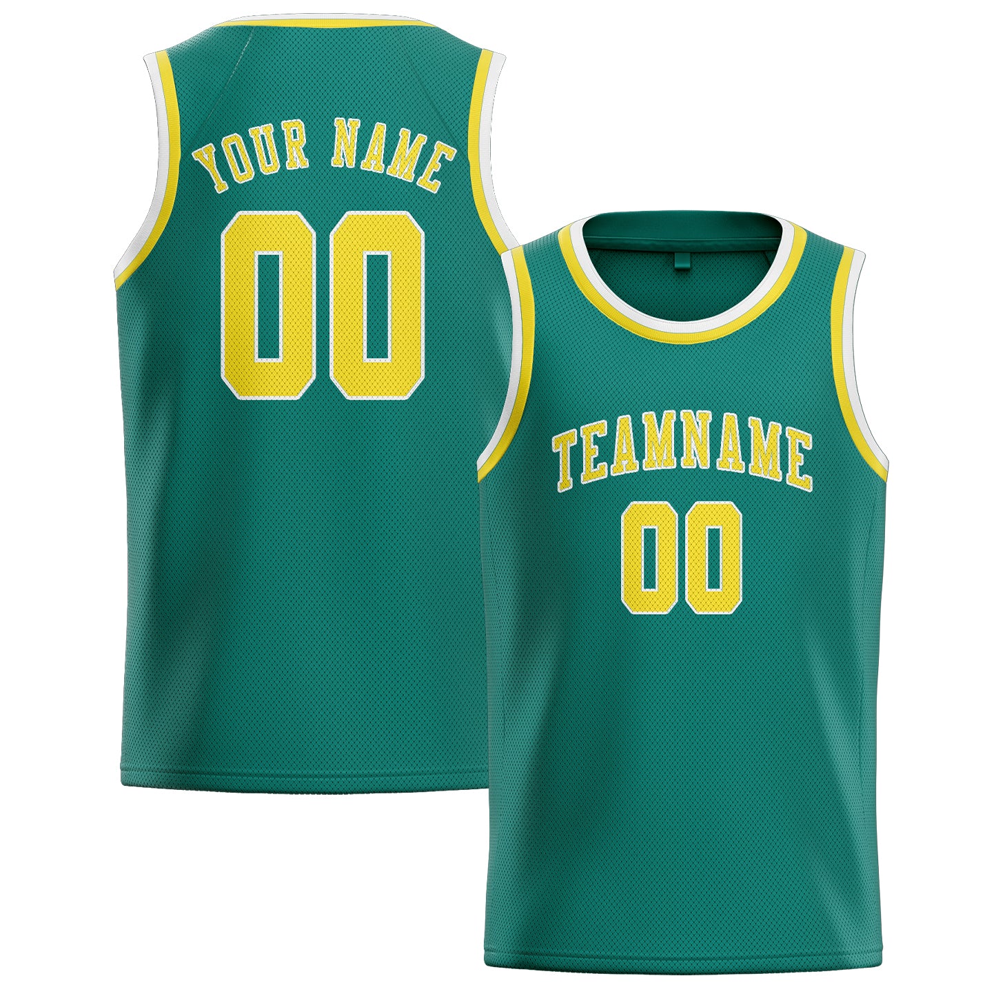 Maillot de basketball personnalisé bleu, vert et jaune clair