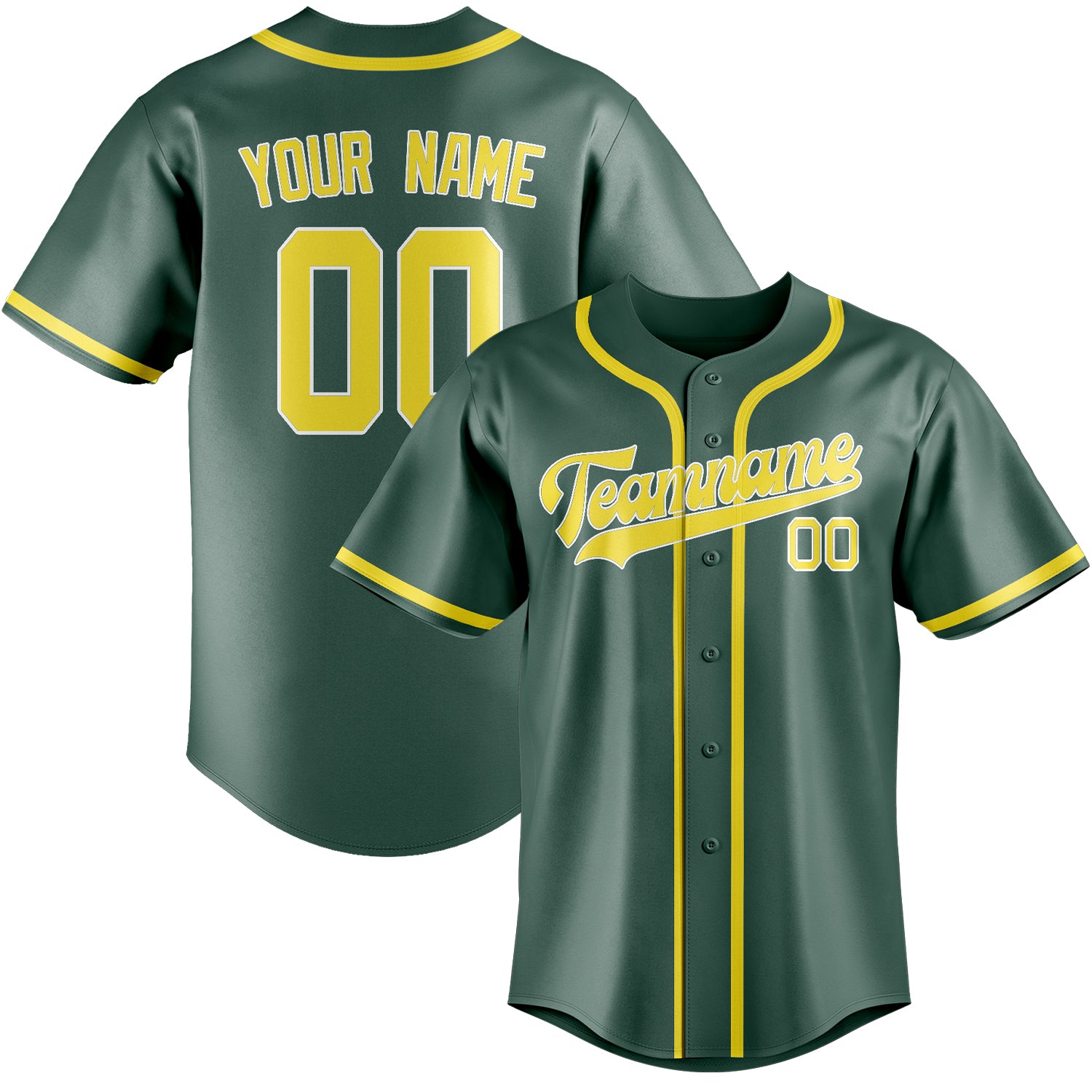 Maillot de baseball personnalisé bleu, vert et jaune clair